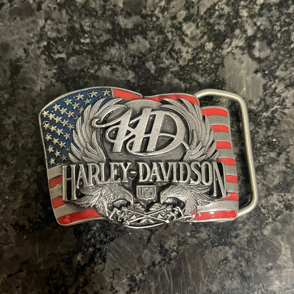 Vintage Harley Davidson American Flag Belt Buckle 2.5inch size